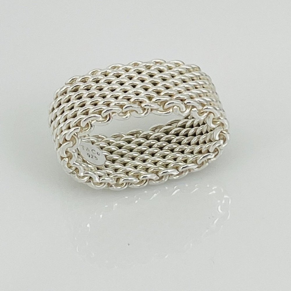 Size 5 Tiffany & Co Somerset Ring Mesh Weave in Sterling Silver